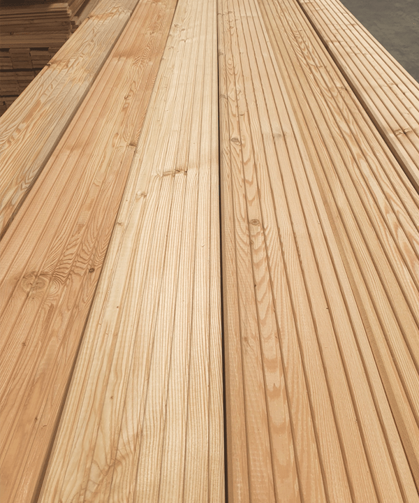 Siberian larch decking grooved profile