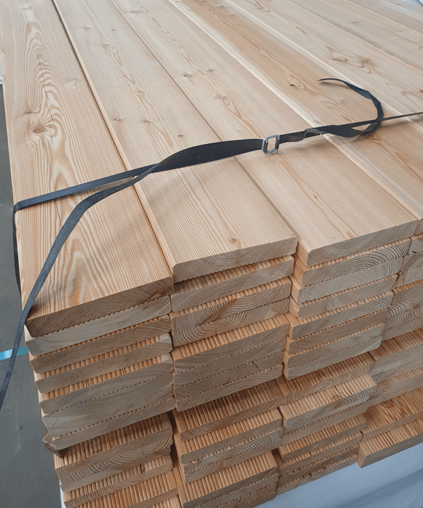 Siberian larch decking smooth ribbed profile