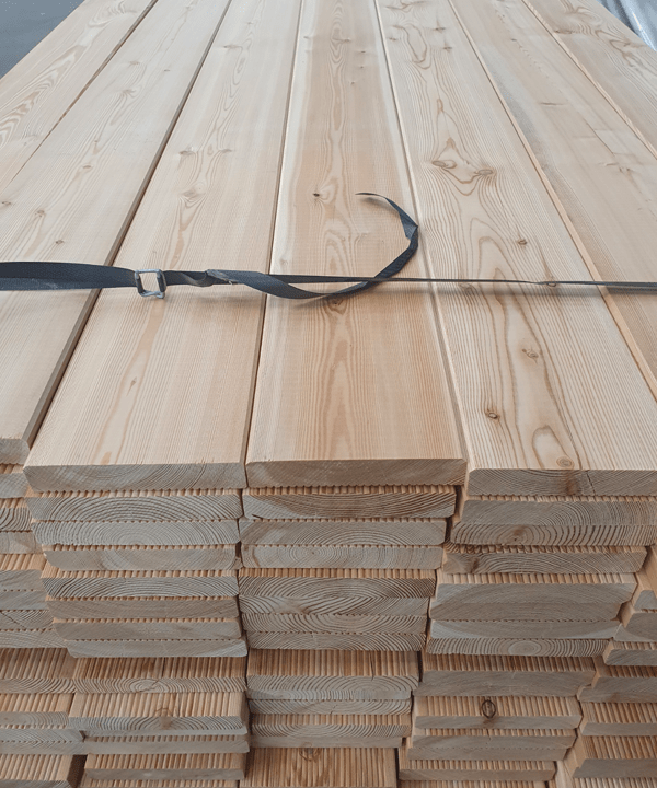 Siberian larch decking smooth ribbed profile