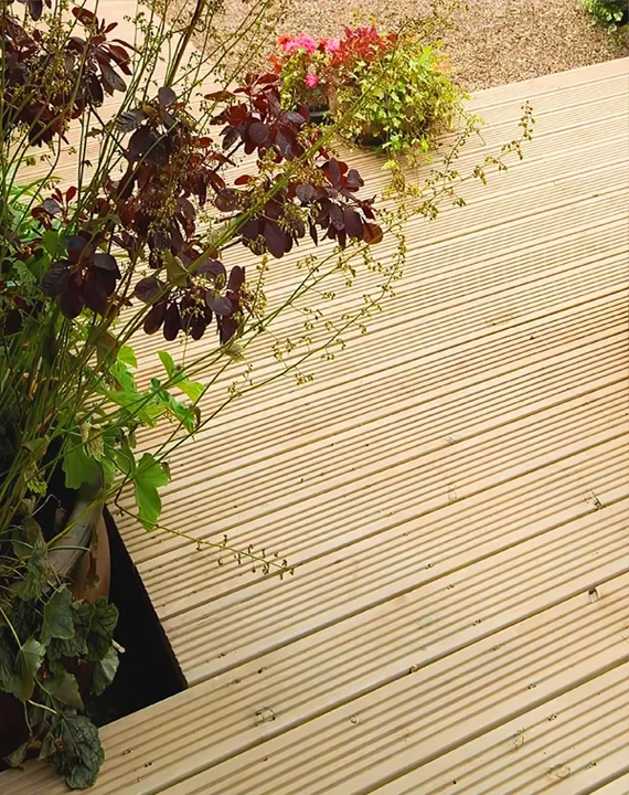 Siberian larch decking grooved profile