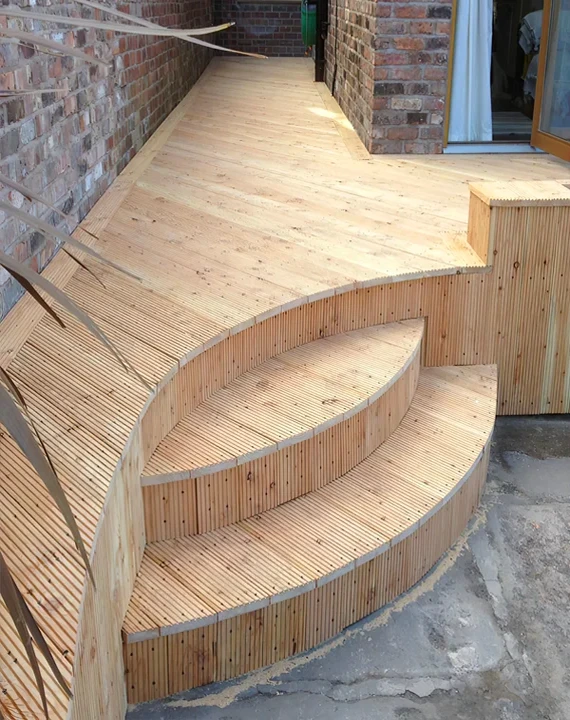 Siberian larch decking ribbed grooved profile
