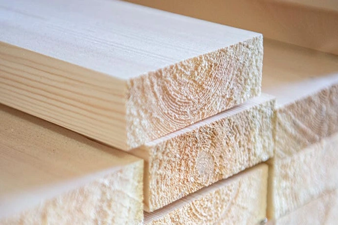Planed pine boards