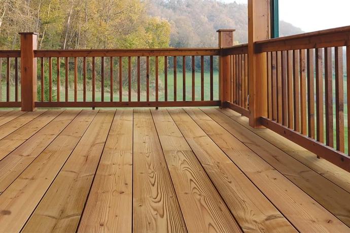 Treated spruce decking boards